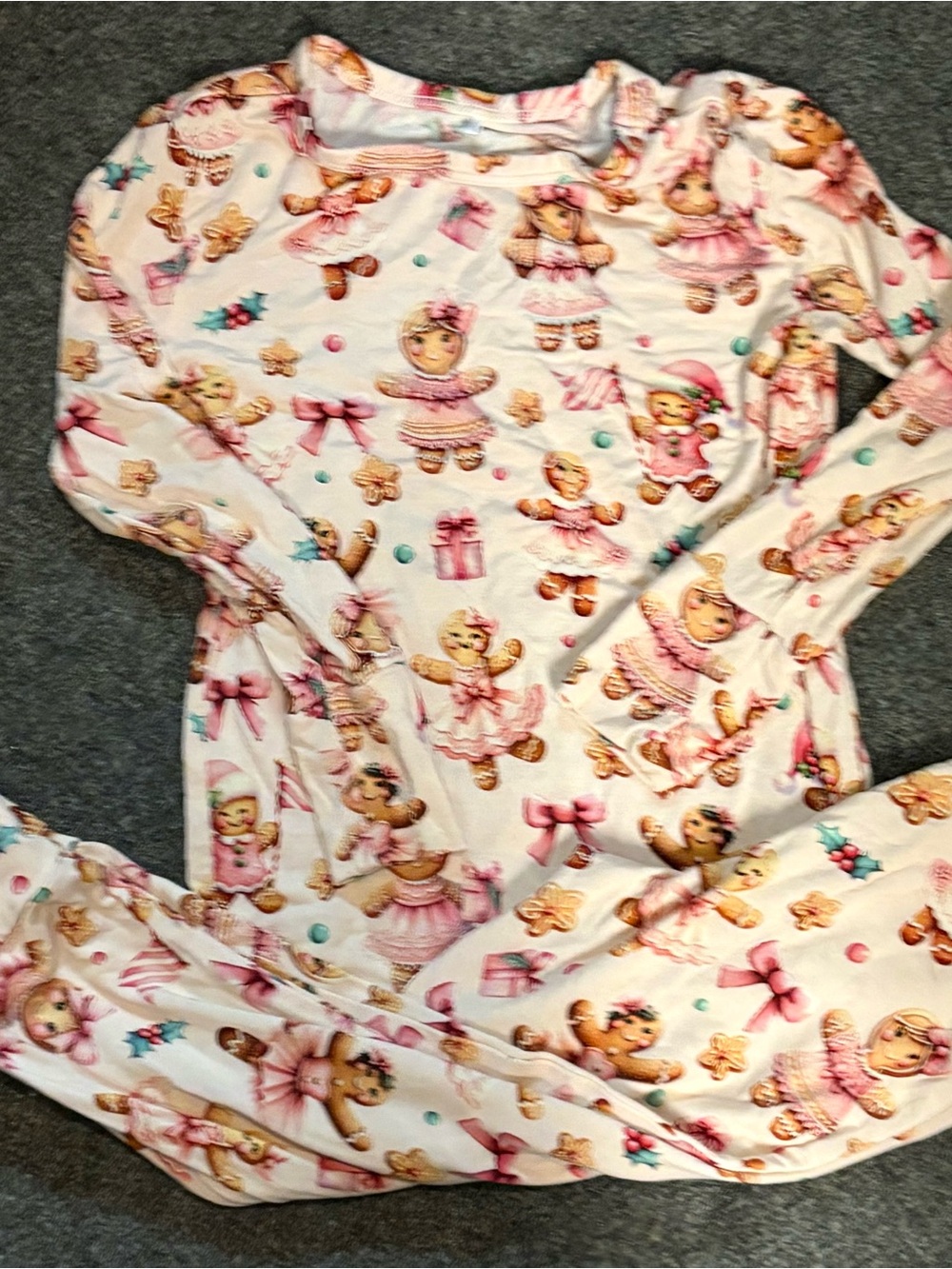 Posh Peanut White and Pink Gingerbread Ballerina Pajama Set